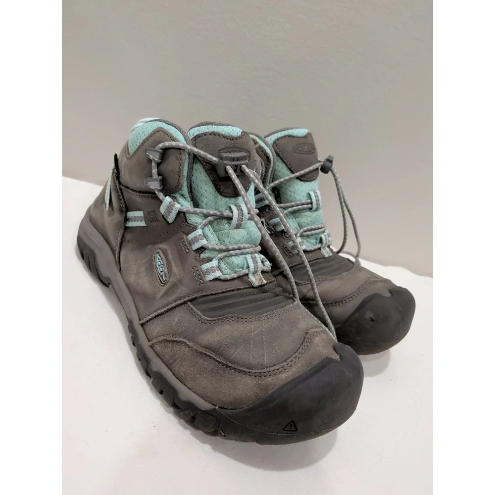 Keen Big Kids' Ridge Flex Waterproof Boots - Grey/Blue Sz 4